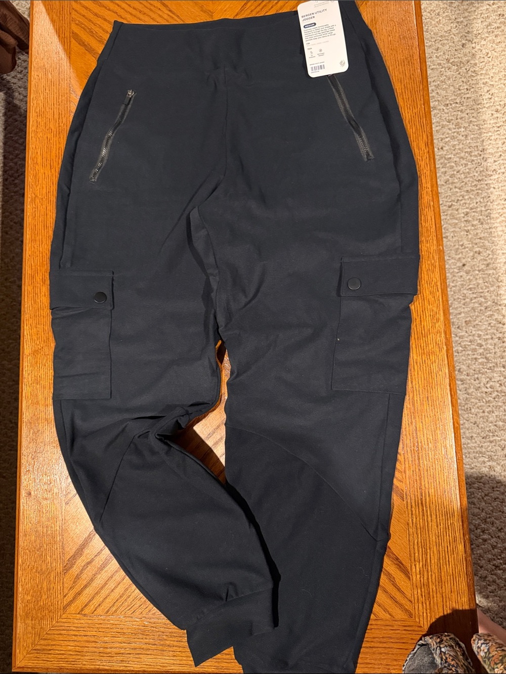 Black Women's Cargo Joggers with Zip Pockets